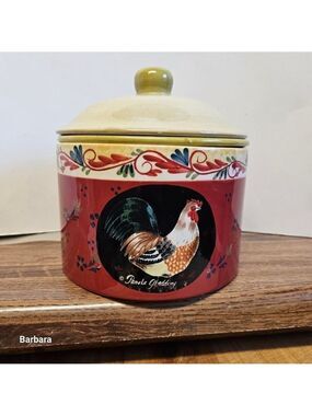 Vintage 90s Conimar "Counter Art" Handpainted 3-piece Stoneware Storage Canister